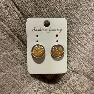 Glittering Gold-Tone Stud Earrings